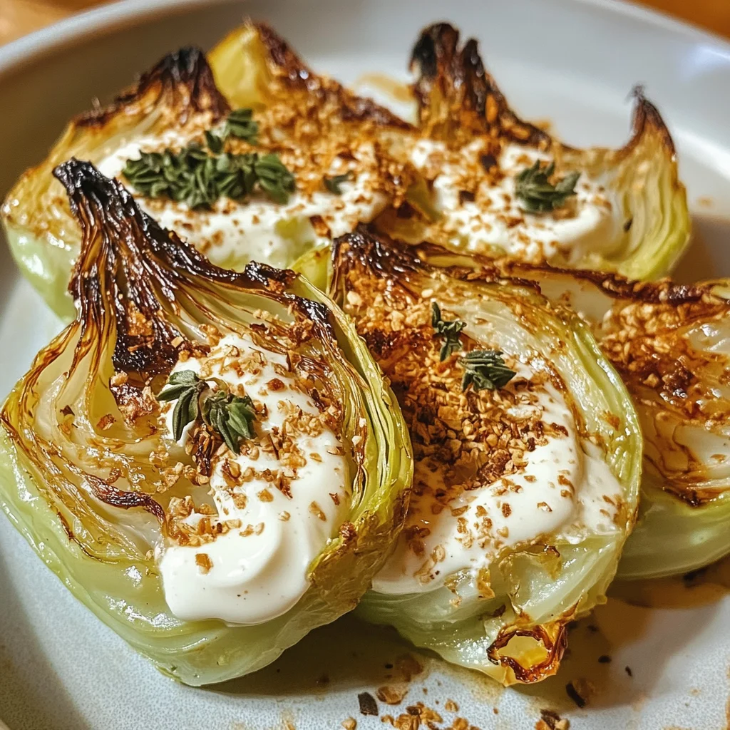 Gebackener Spitzkohl auf Tahini-Joghurt
