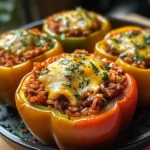 Gefüllte Paprikaschoten mit rotem Reis