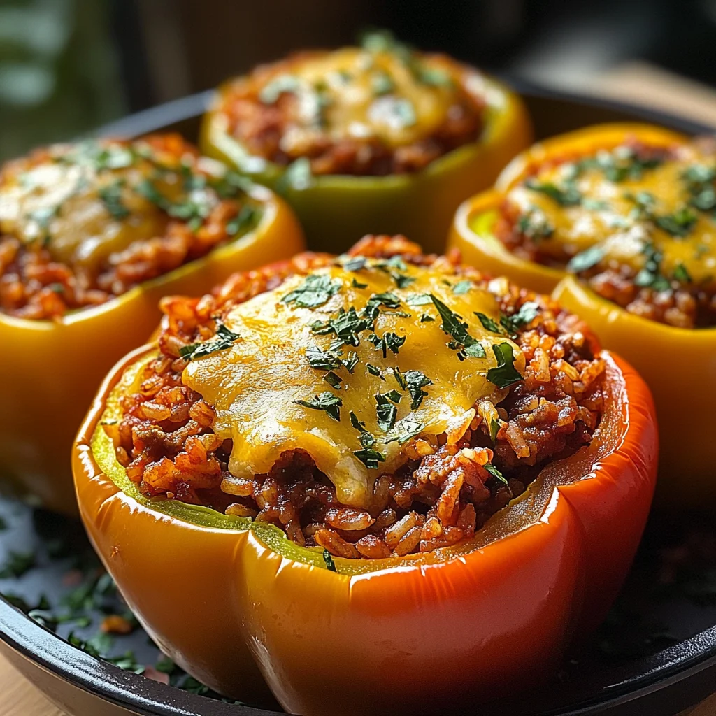 Gefüllte Paprikaschoten mit rotem Reis