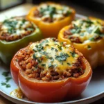 Gefüllte Paprikaschoten mit rotem Reis