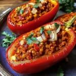 Gefüllte Spitzpaprika mit roten Linsen