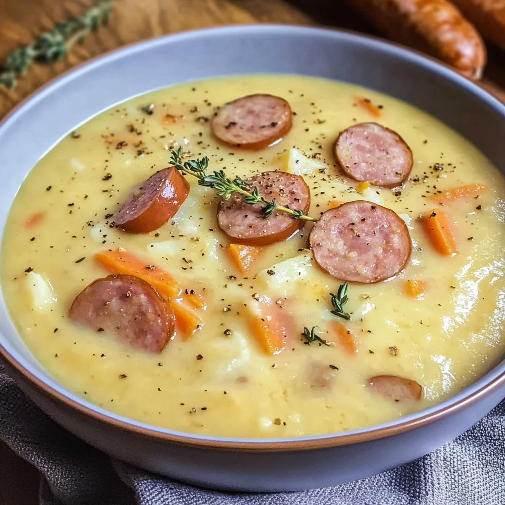 Kartoffelsuppe mit Würstchen wie von Oma