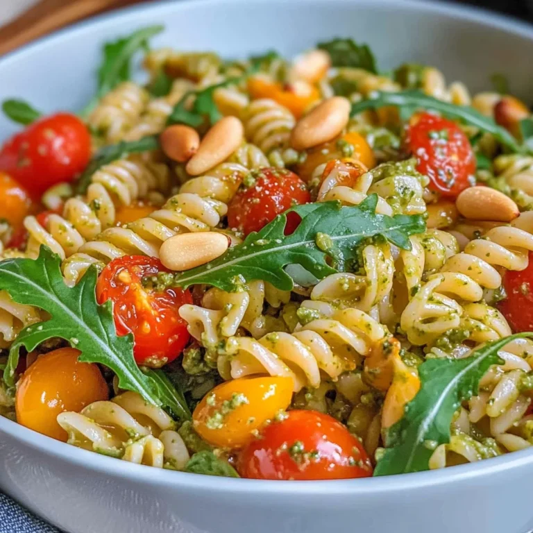 Nudelsalat mit Pesto & Rucola (ohne Mayo)