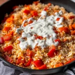 Paprika-Reis-Pfanne mit Joghurtsoße