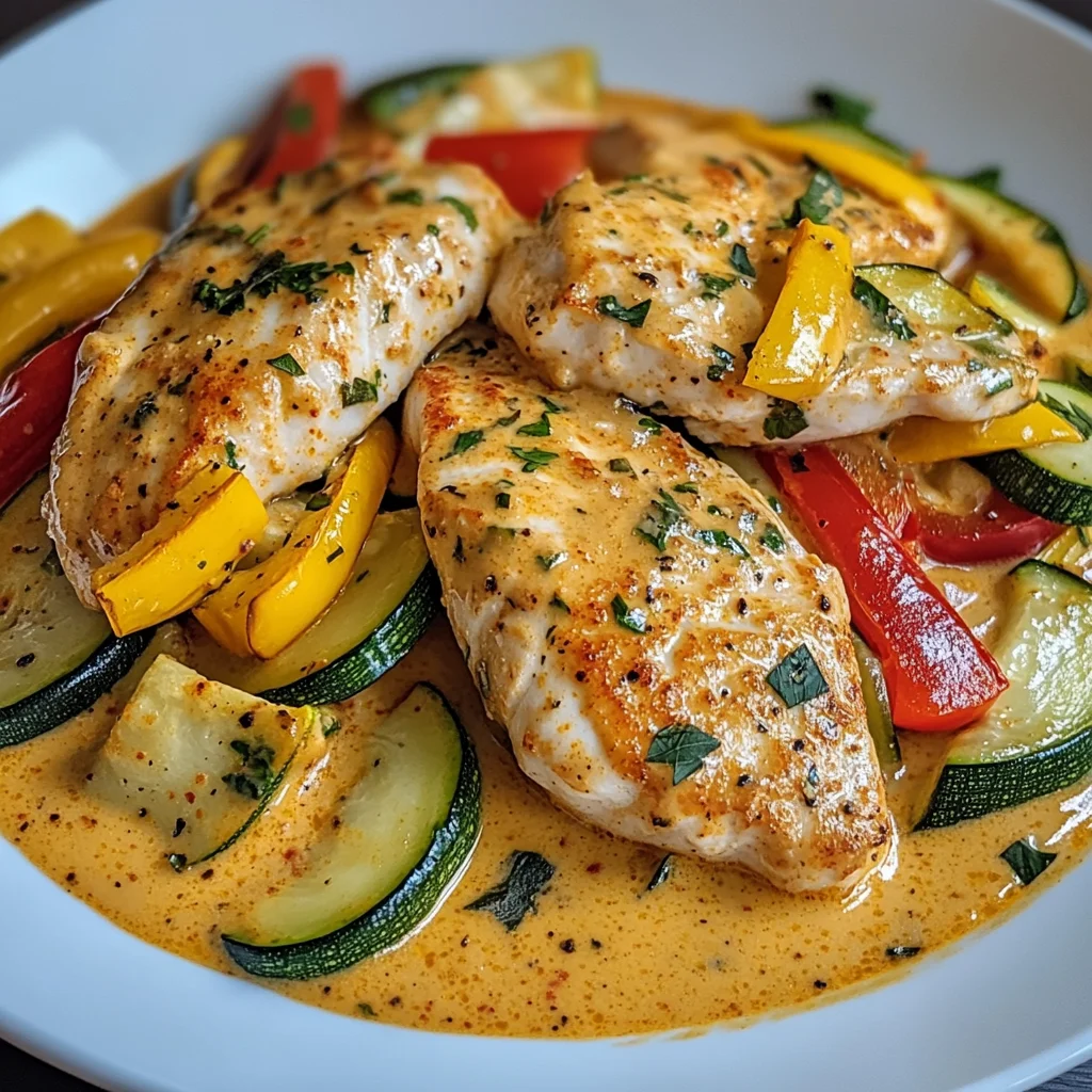 Paprika-Zucchini-Sahne-Hähnchen