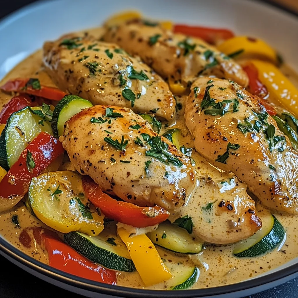 Paprika-Zucchini-Sahne-Hähnchen