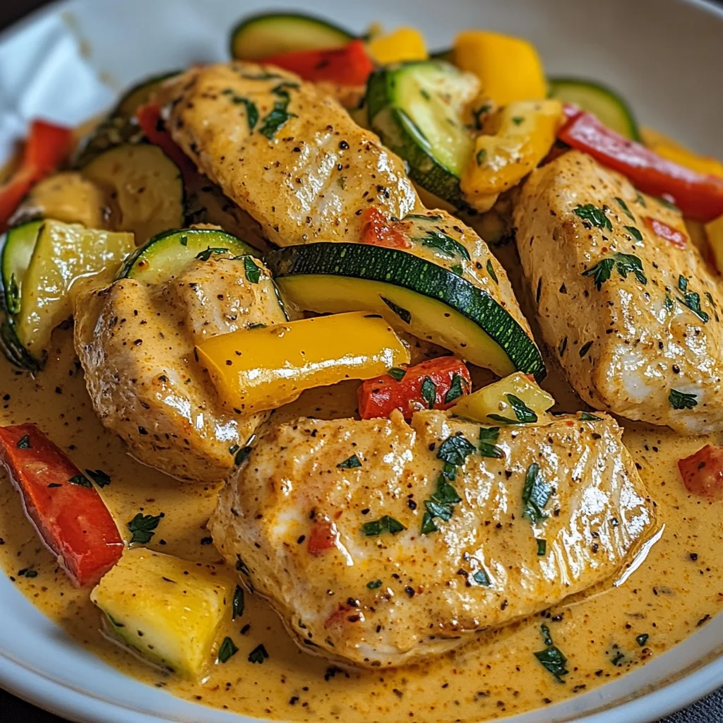 Paprika-Zucchini-Sahne-Hähnchen