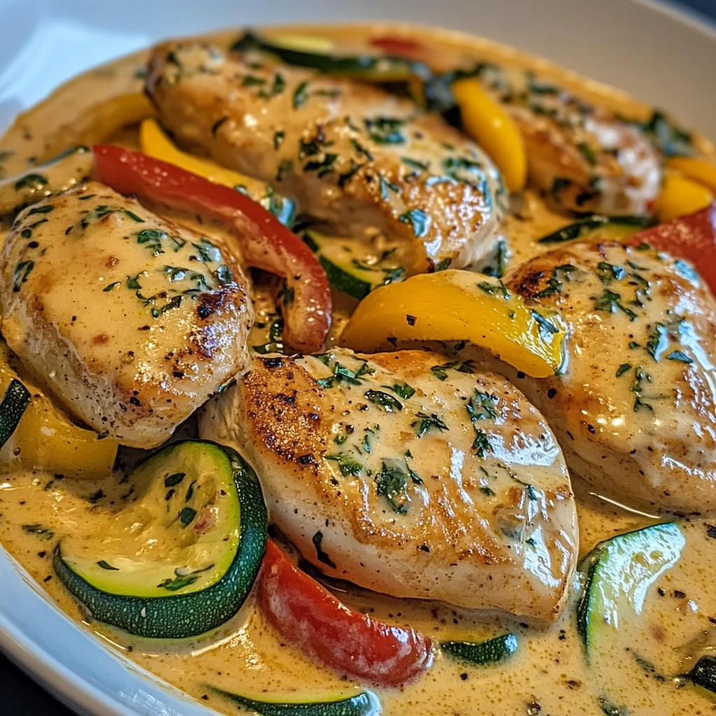 Paprika-Zucchini-Sahne-Hähnchen