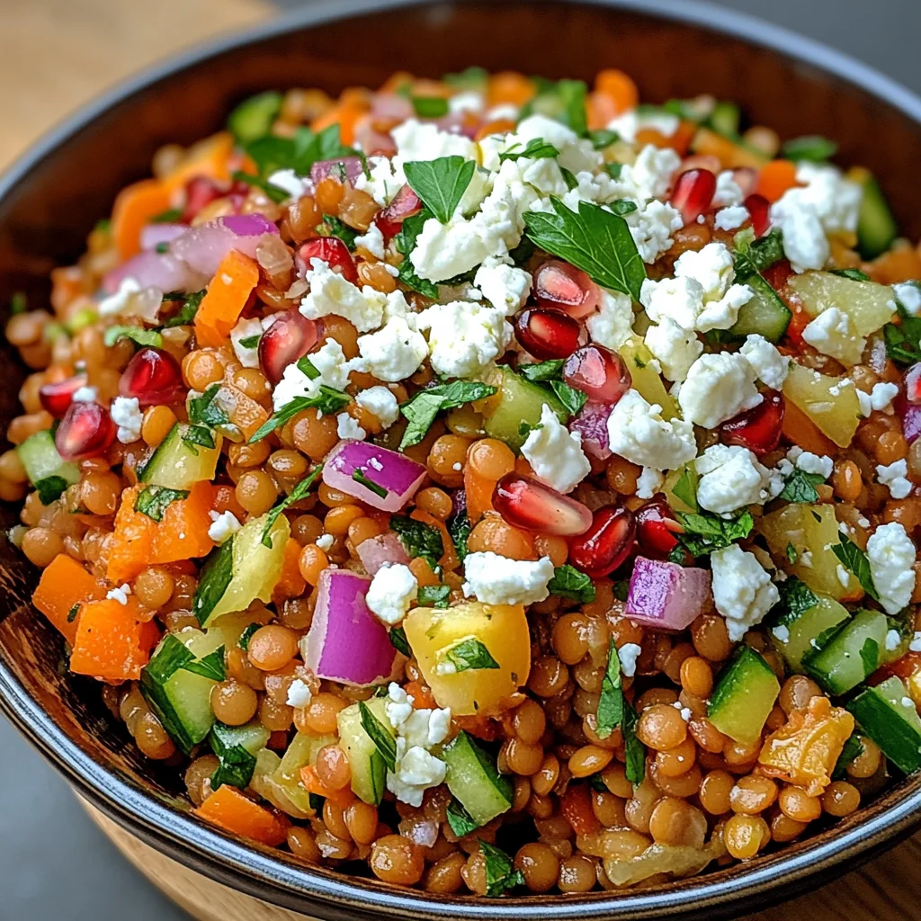 Rote Linsen Salat Orientalisch mit Feta