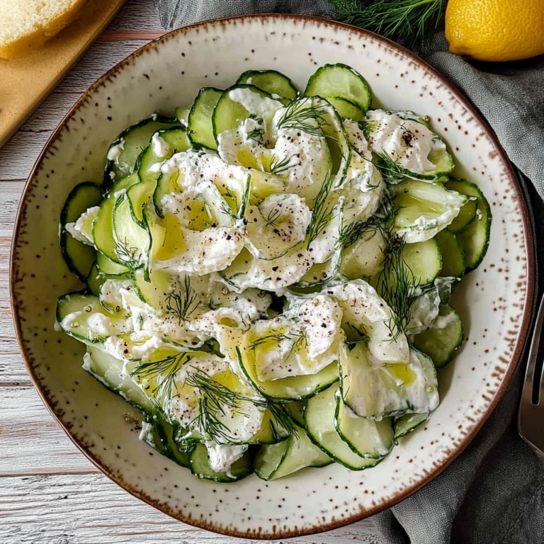 Erfrischender Einfacher Gurkensalat mit Schmand und Dill