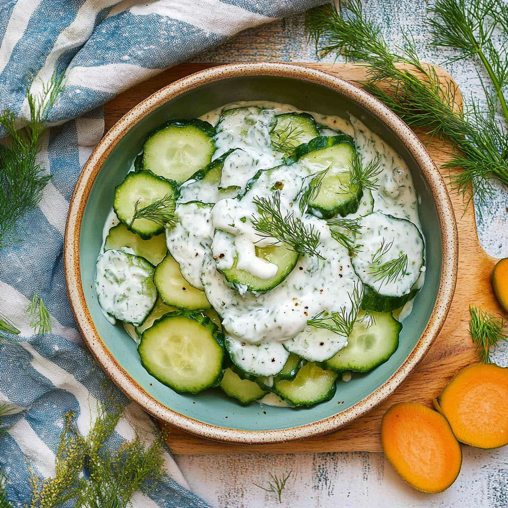 Erfrischender Gurkensalat mit Joghurt-Dressing genießen