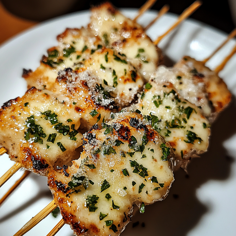 Verführerische Knoblauch-Parmesan-Hähnchenspieße Rezept