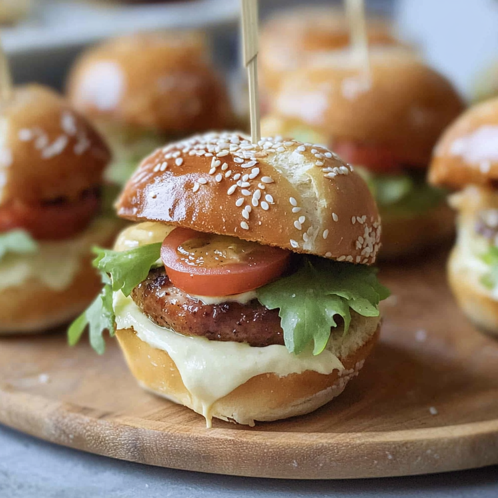 Köstliche Mini-Laugen-Burger mit Leberkäse für Feste