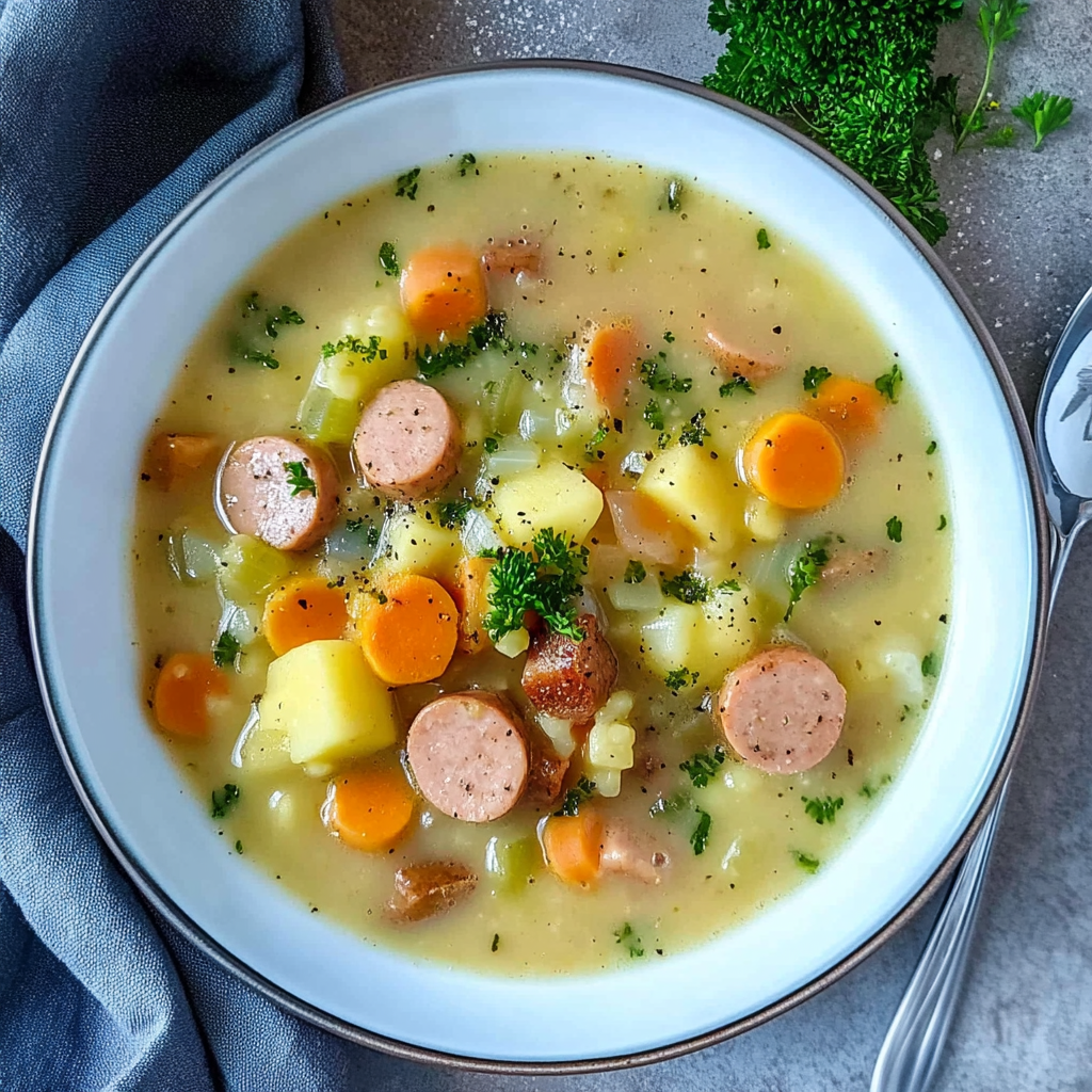 Omas Kartoffelsuppe mit Würstchen – Herzhaft & Cremig!