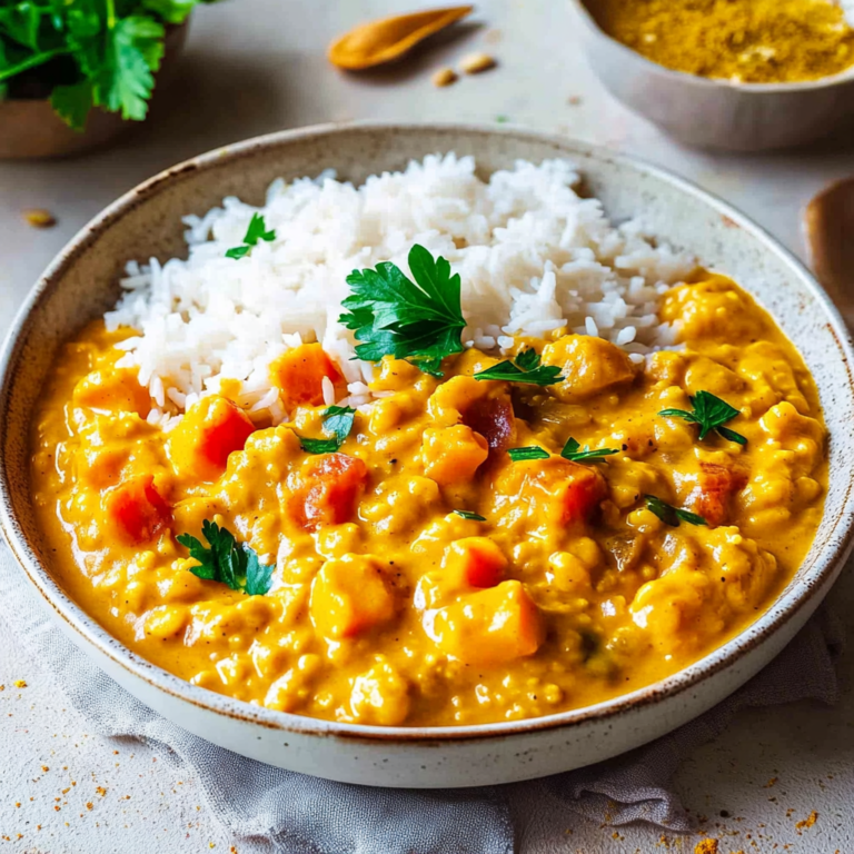 Himmlisches Süßkartoffel-Linsen-Curry mit Kokosmilch