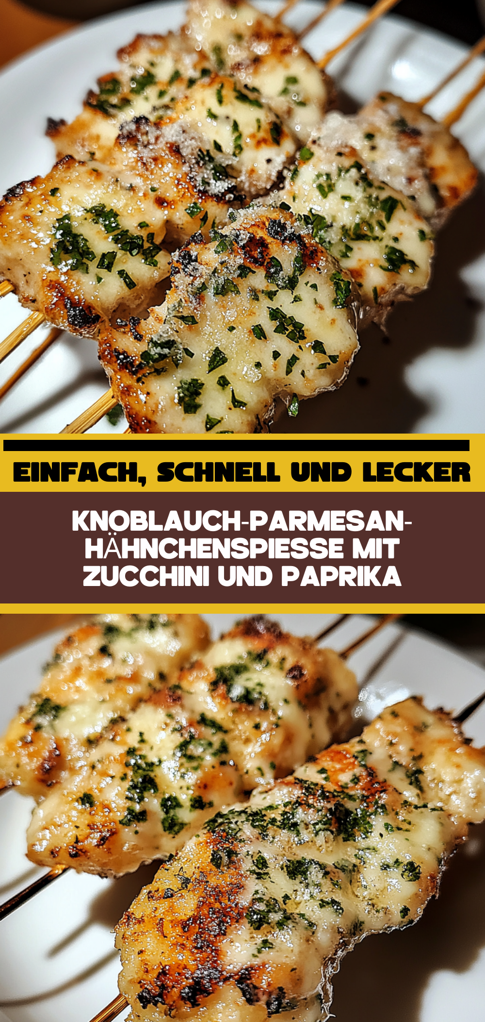 Knoblauch-Parmesan-Hähnchenspieße