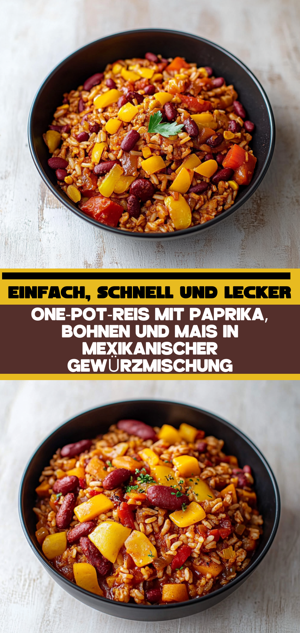 One-Pot-Reis mit Paprika, Bohnen und Mais