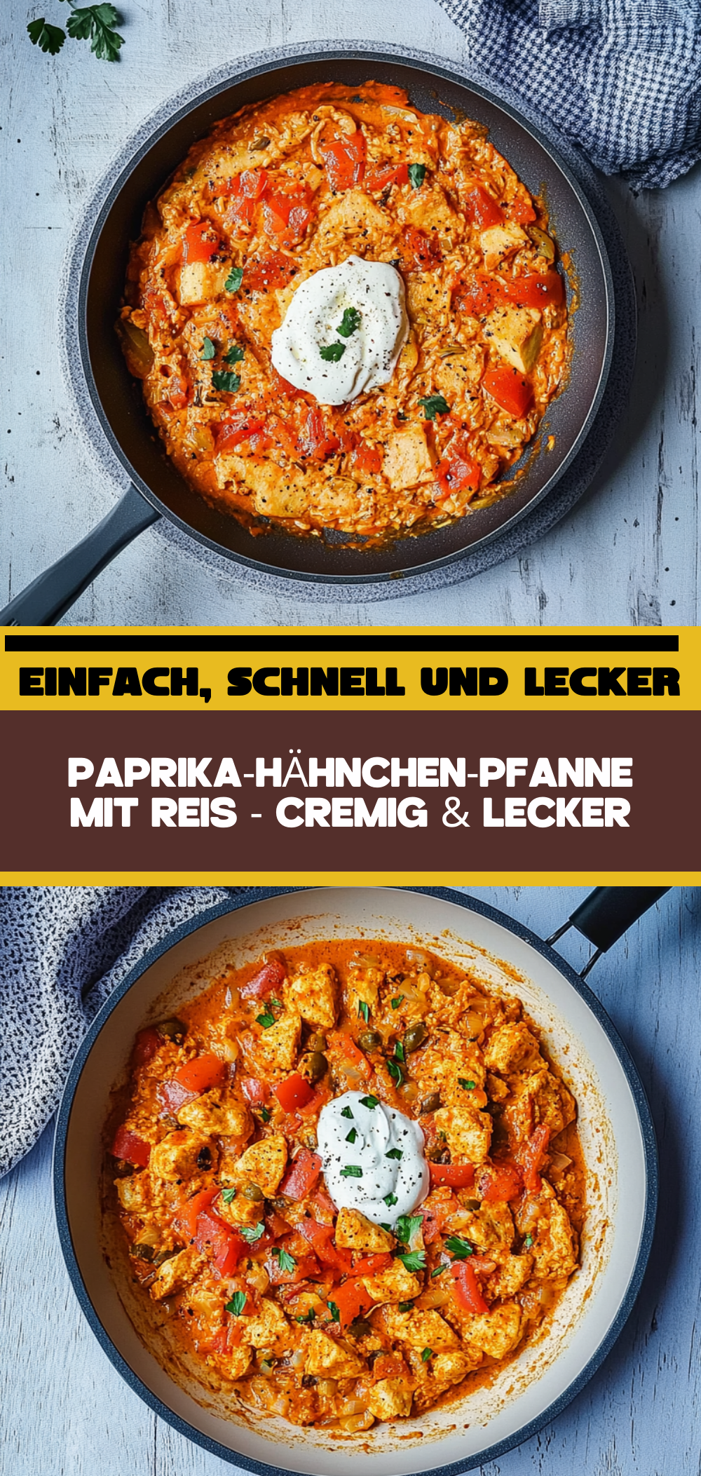 Paprika-Hähnchen-Pfanne mit Reis - cremig & lecker