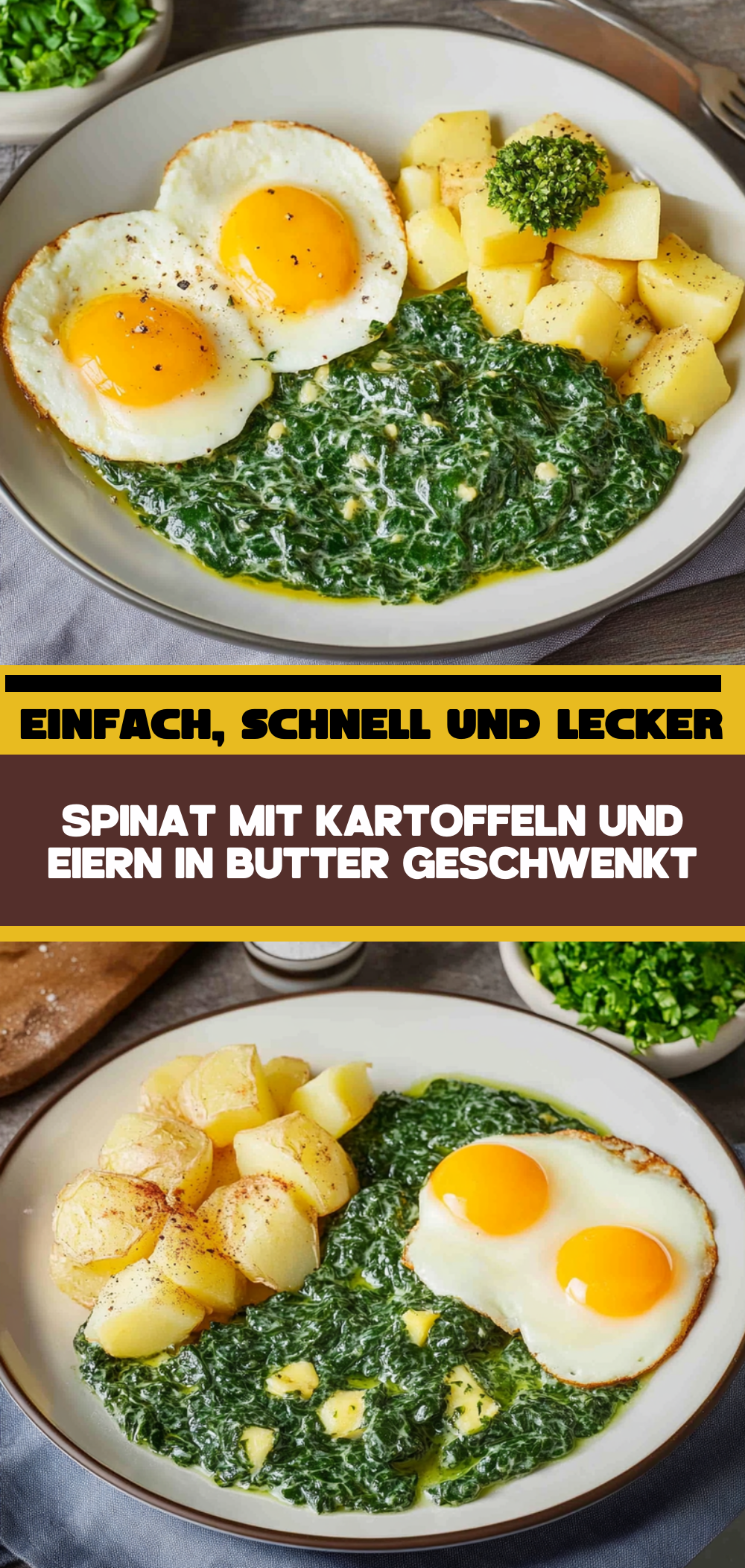 Spinat mit Kartoffeln und Eiern