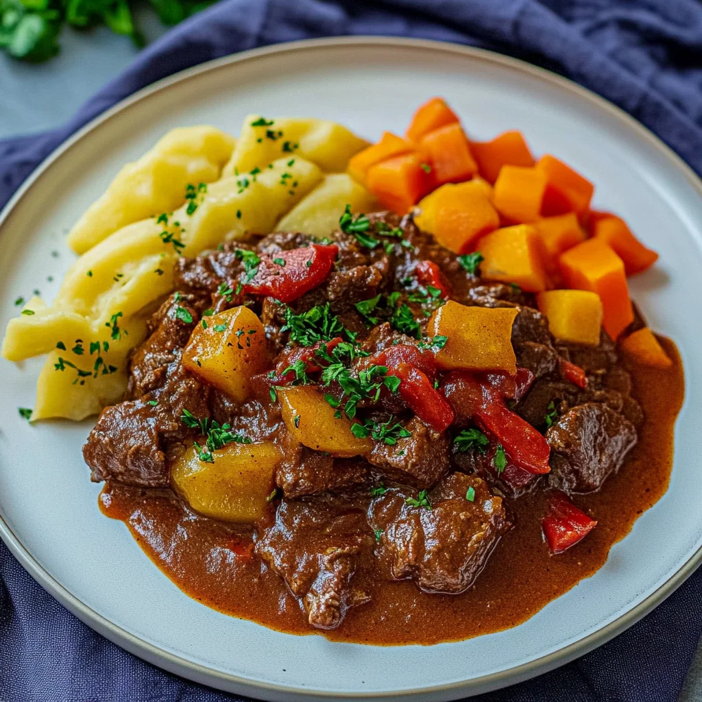 Einfaches Rindergulasch mit Paprika und Möhren: Herzhaft …