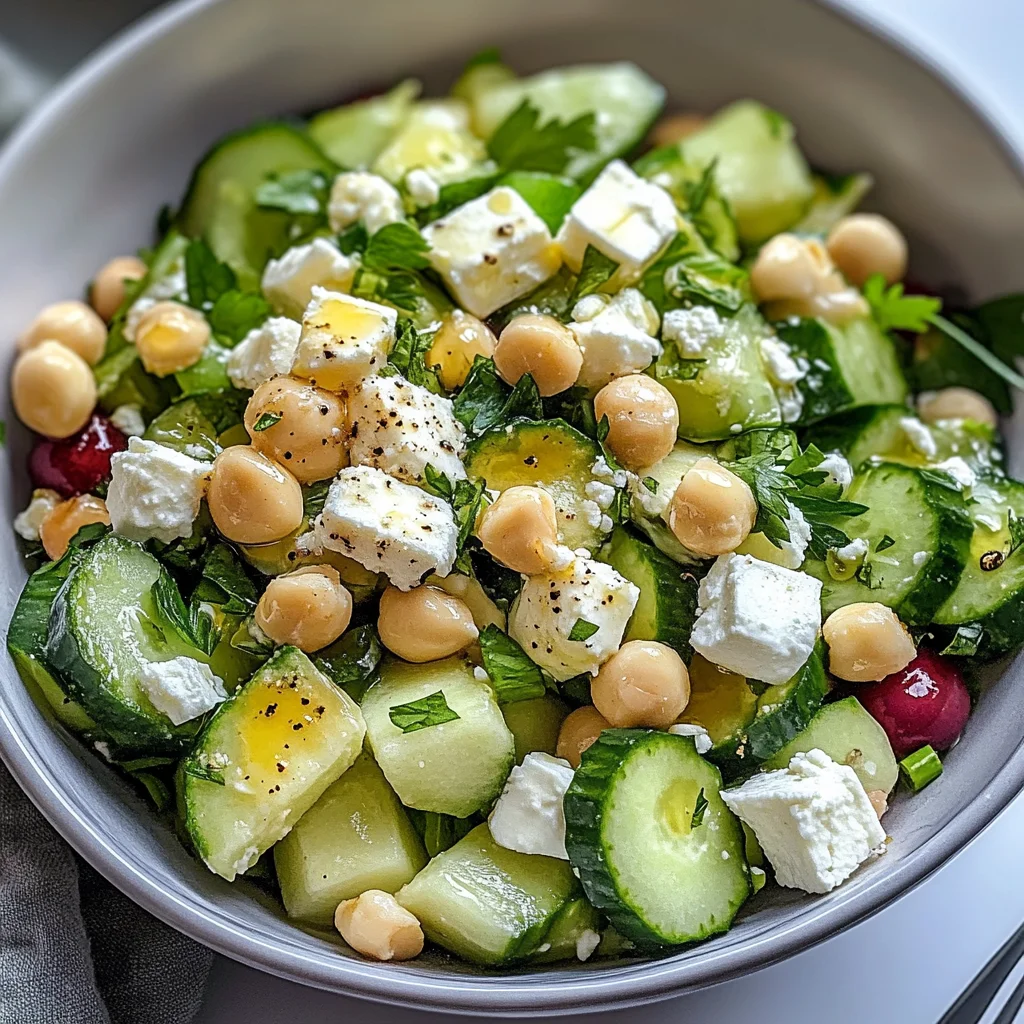 Gurkensalat mit Feta und Kichererbsen: Erfrischend lecker