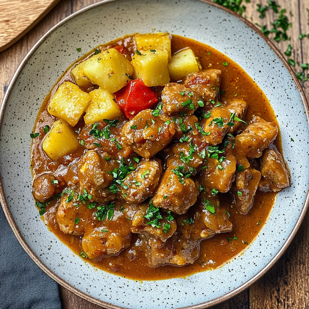 Kartoffelgulasch mit Würstchen: Herzhaft und wärmend