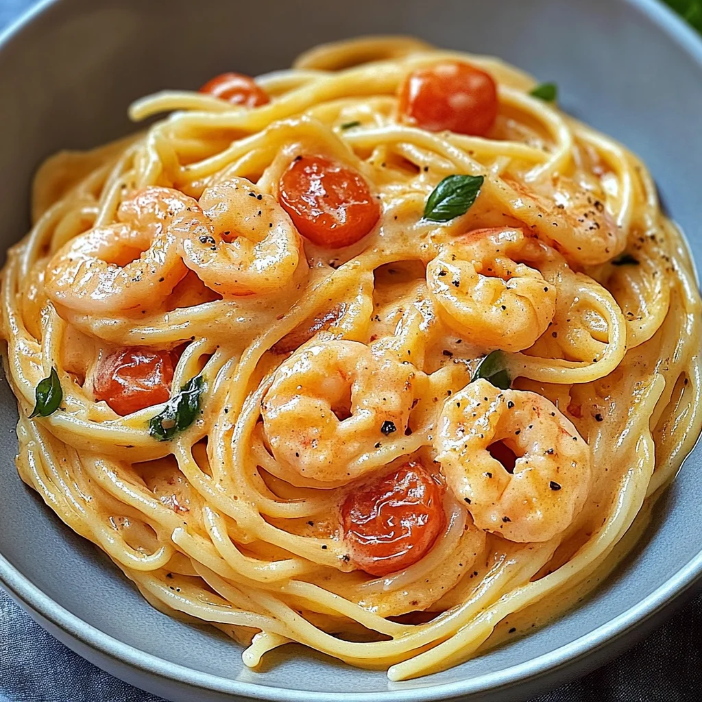 Spaghetti mit Garnelen in Frischkäsesauce: Cremiger Genuss