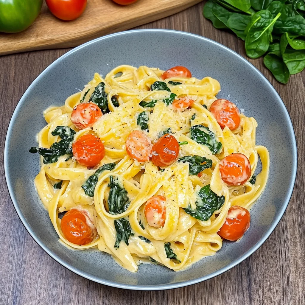 Cremige Nudeln mit Tomaten und Spinat: Ein Genussmoment