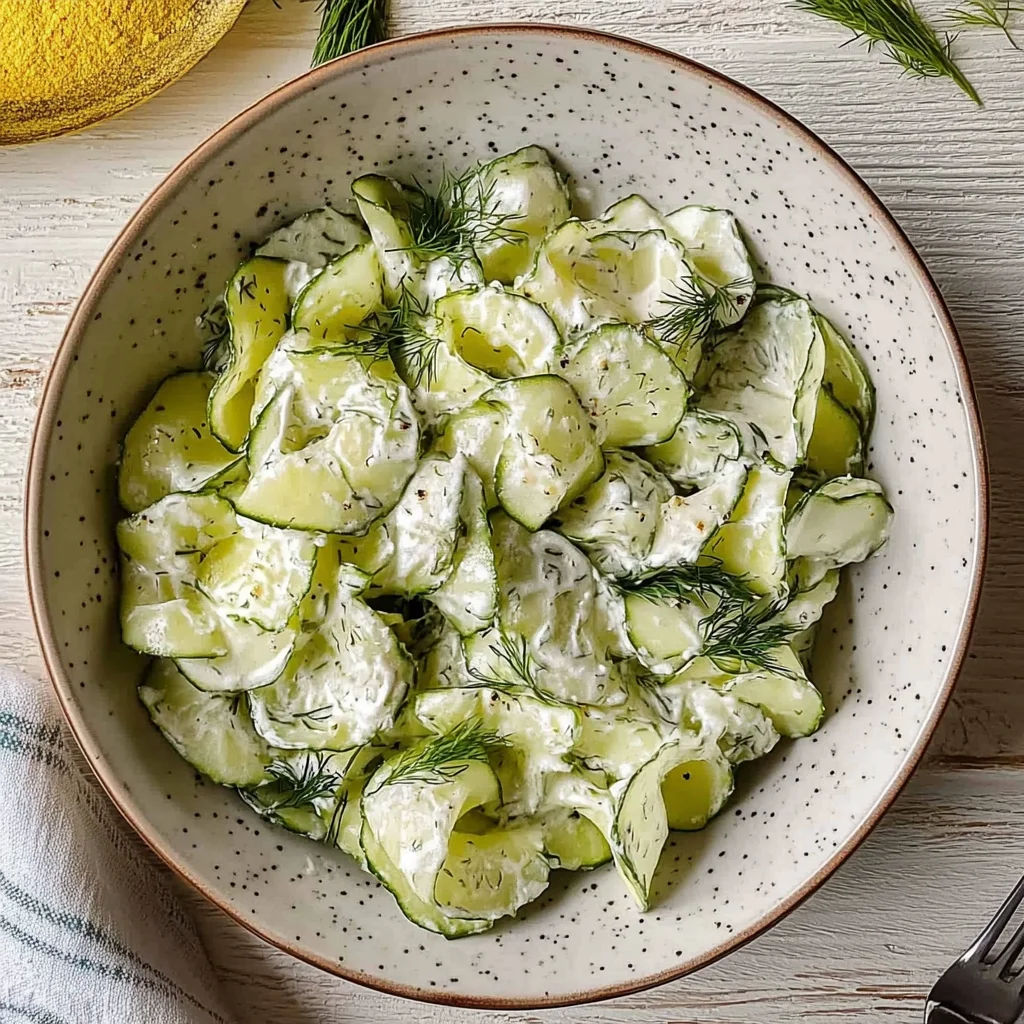 Einfacher Gurkensalat mit Schmand und Dill: Lecker frisch