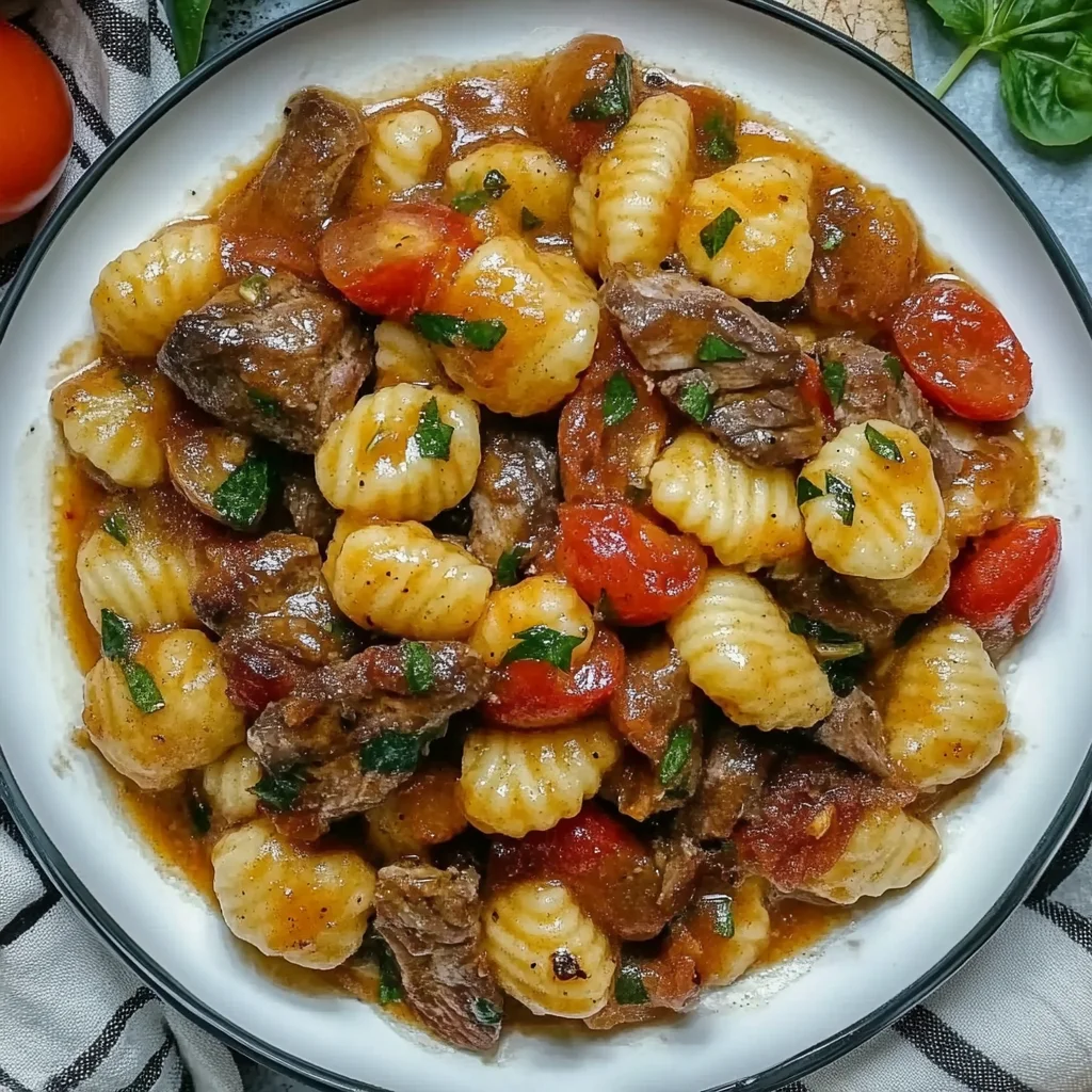 Gnocchi Rezept mit Rinderfilet und Kirschtomaten: Herzhaf…