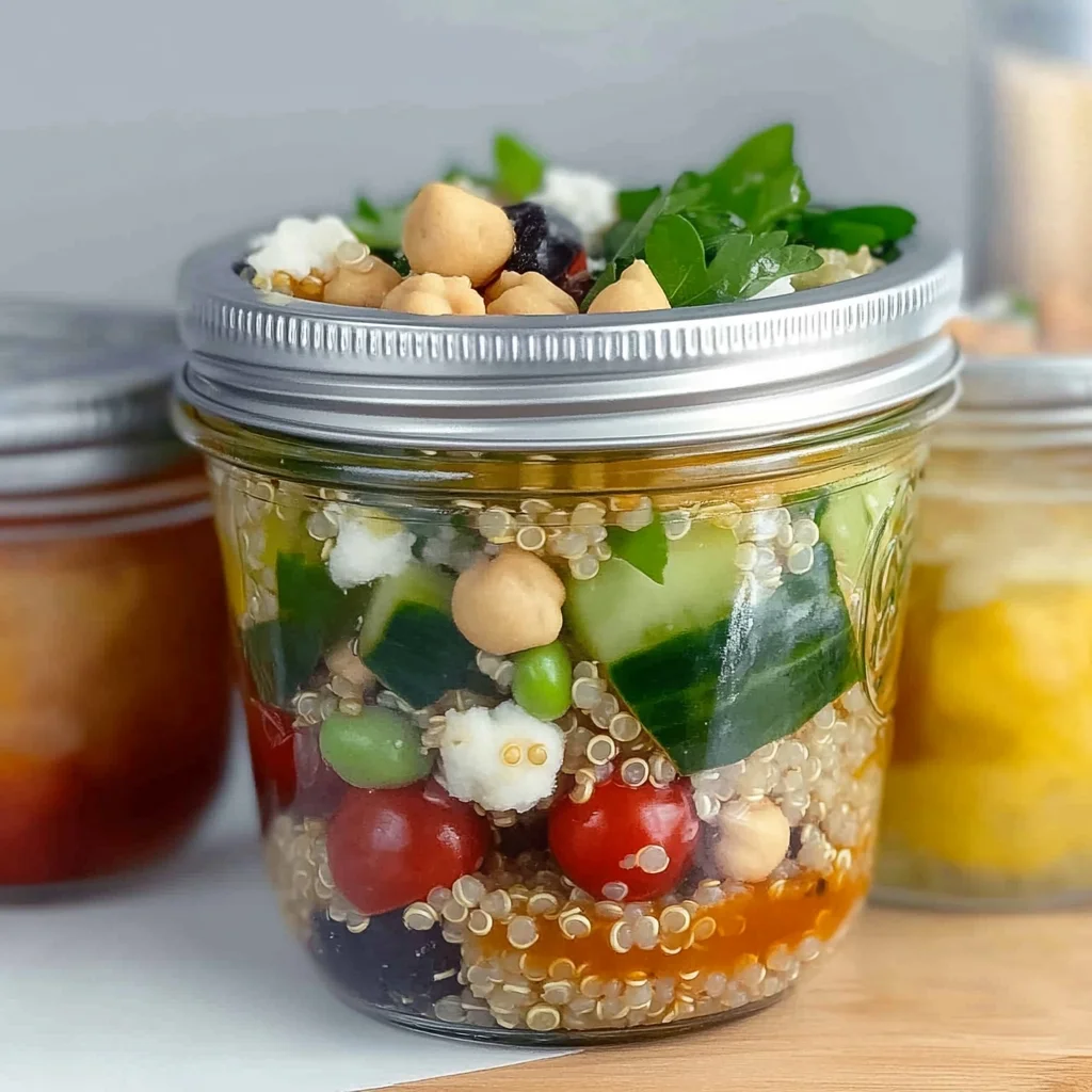 Mediterranean Quinoa Salad in a Jar Recipe: Frisch und le…