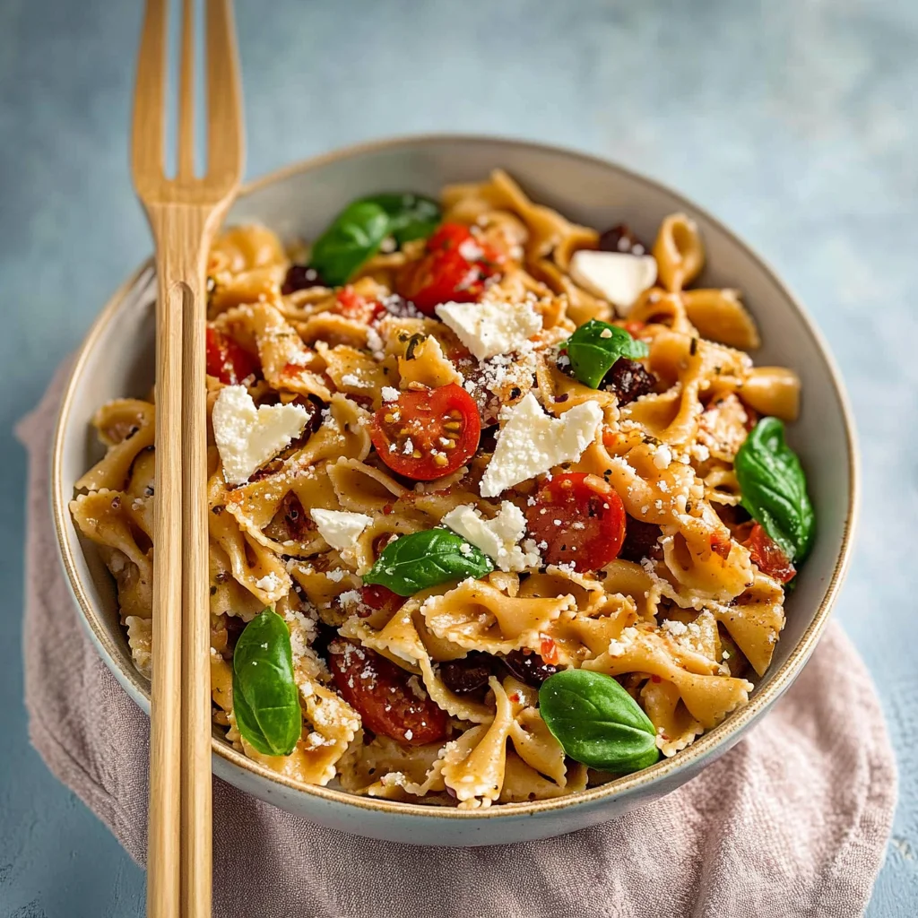 Mediterraner Nudelsalat mit Balsamico Dressing: Erfrische…