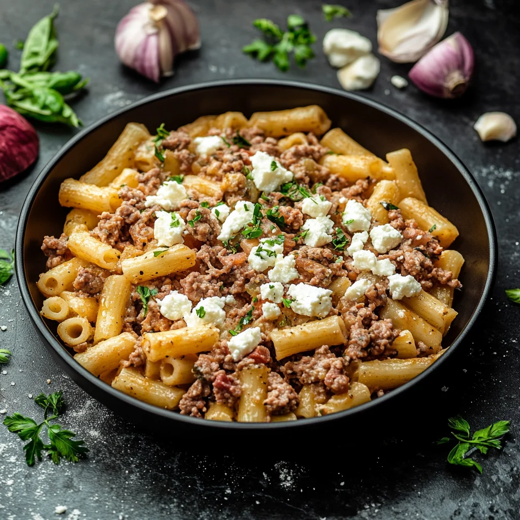 Nudel-Hackfleisch-Pfanne mit Feta: Herzhaft und lecker