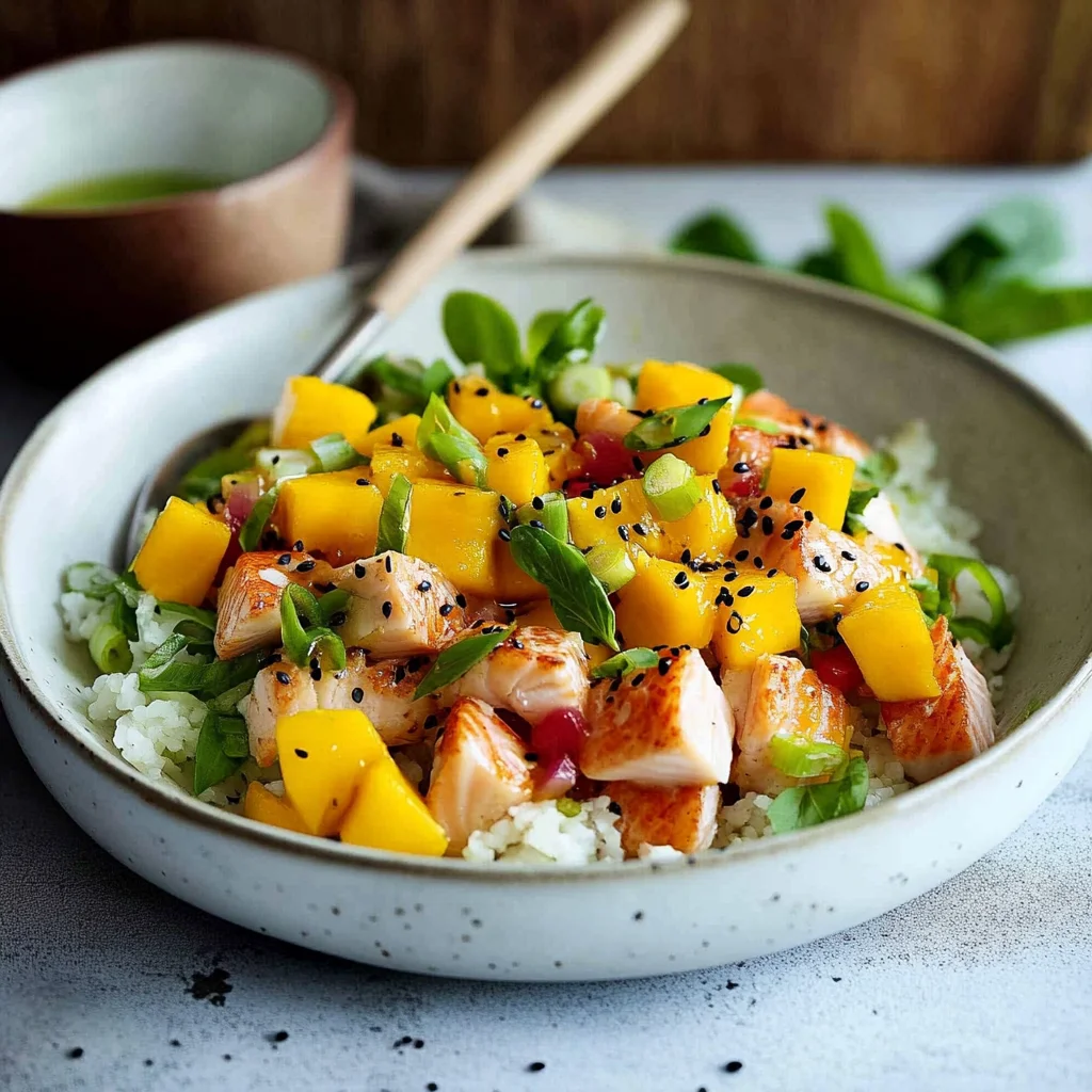 Reissalat mit Lachs und Mango: Frisch und lecker genießen
