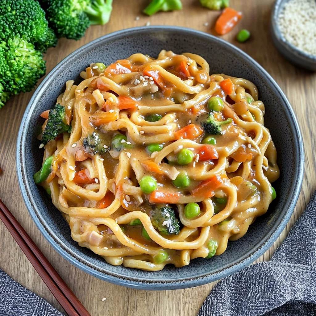 Udon Nudeln mit Erdnusssauce und Gemüse: Ein Genussmoment