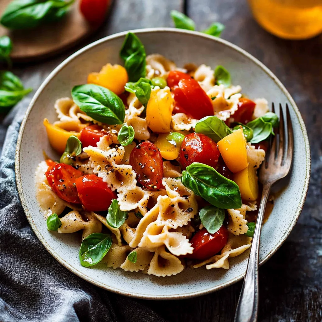 Weltbester bunter Nudelsalat mit Balsamico-Dressing: Erfr…